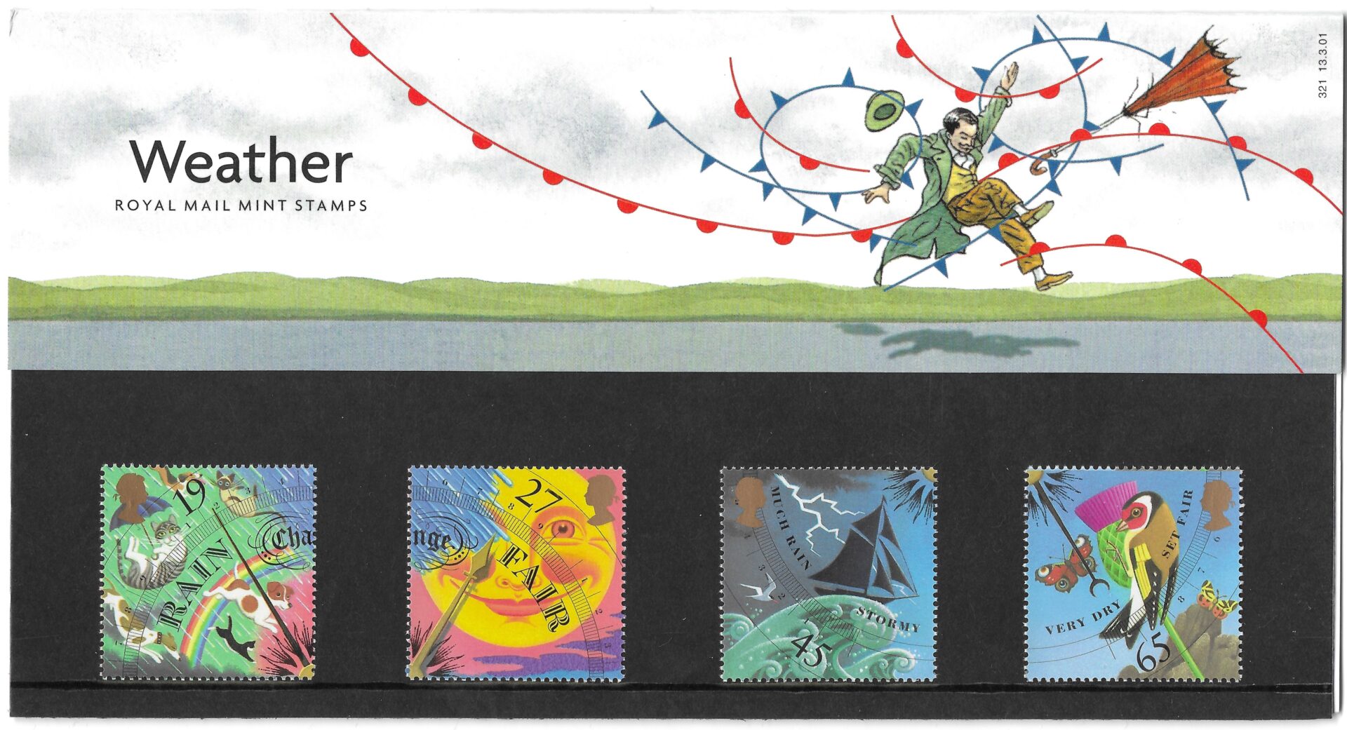 The Weather presentation pack stamps, Great Britain.