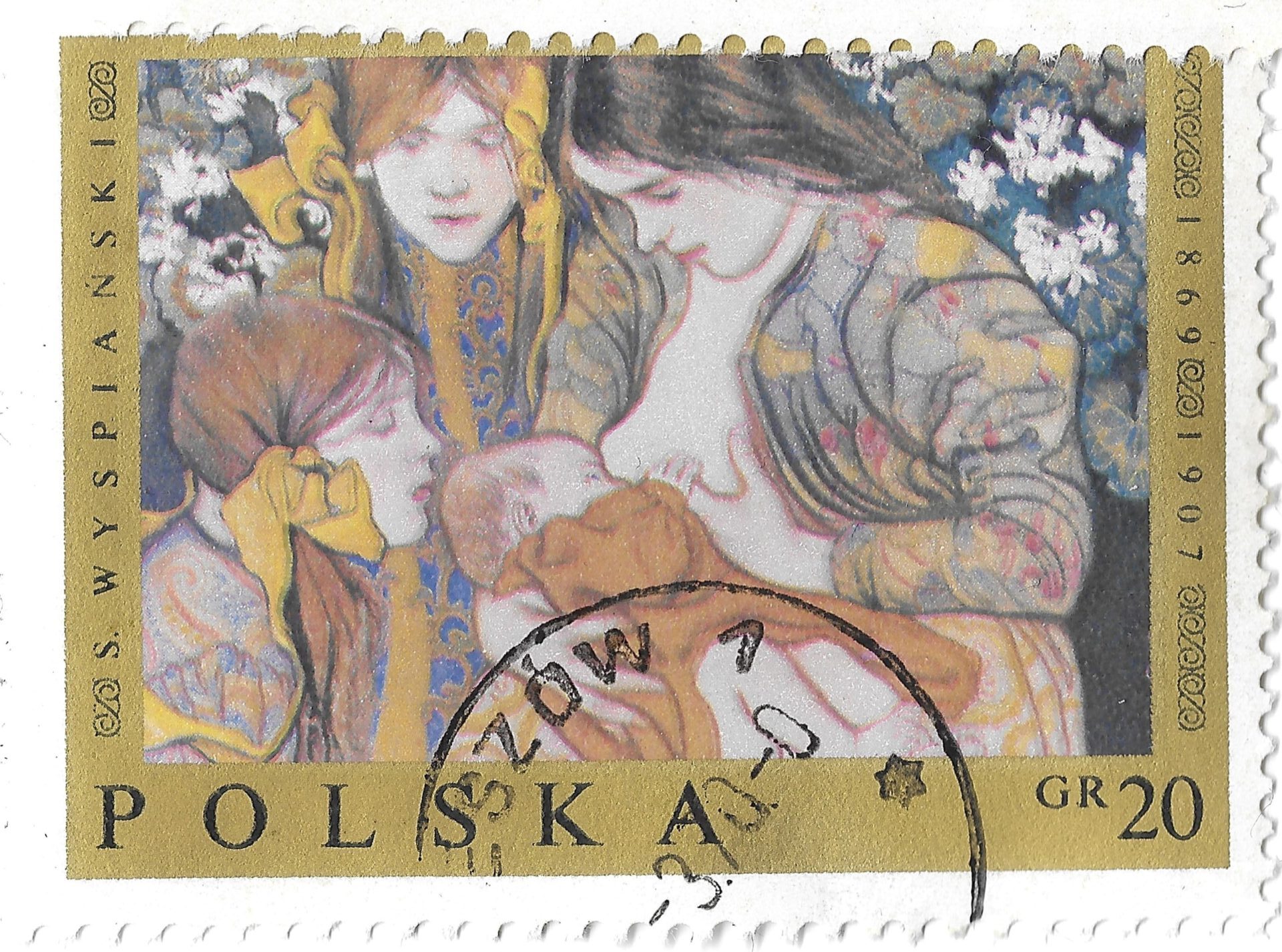 Motherhood, by Stanislaw Wyspianski on a Polish postage stamp