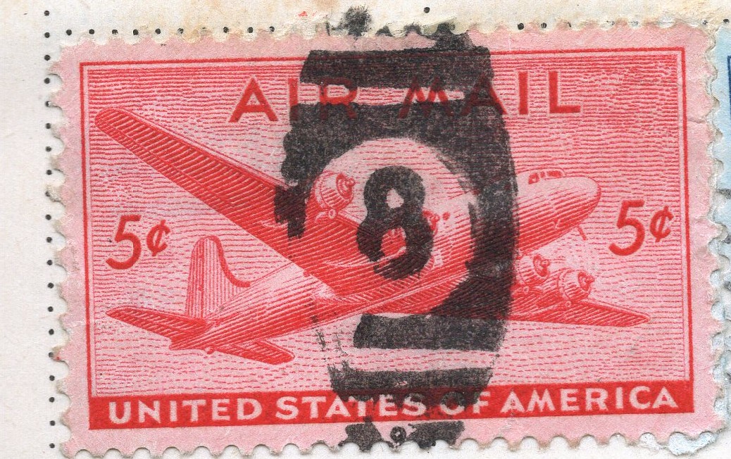 usa 5c air mail killer cancel